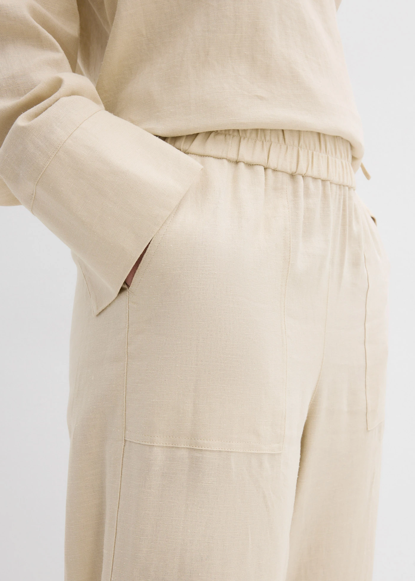 Barrel broek van lichte linnenmix • lichtsand • bonprix online shop