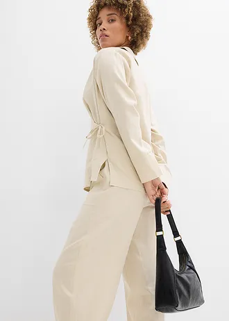 Pantalon barrel léger en lin mélangé • sable clair • Boutique bonprix