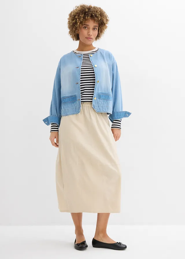 Jupe midi légère, Couleur: sable clair