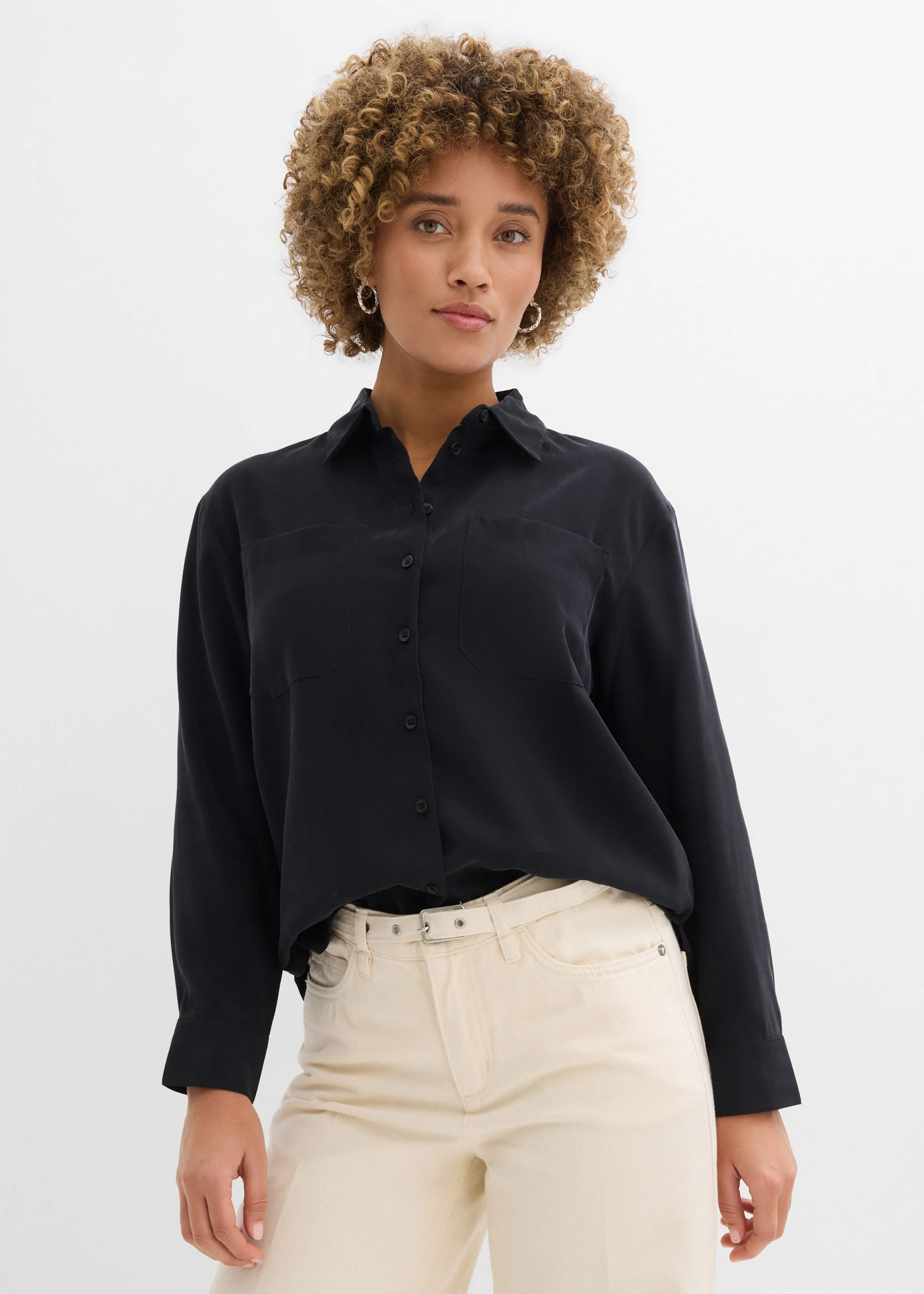 Blouse in een soepele viscosemix • zwart • bonprix online shop