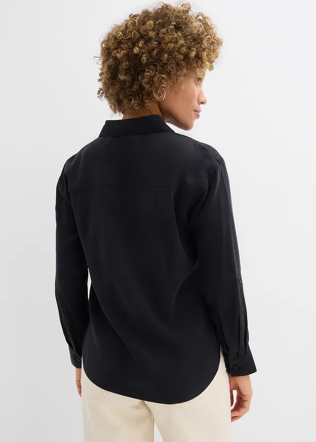 Blouse in een soepele viscosemix • zwart • product-page.page-title-suffix