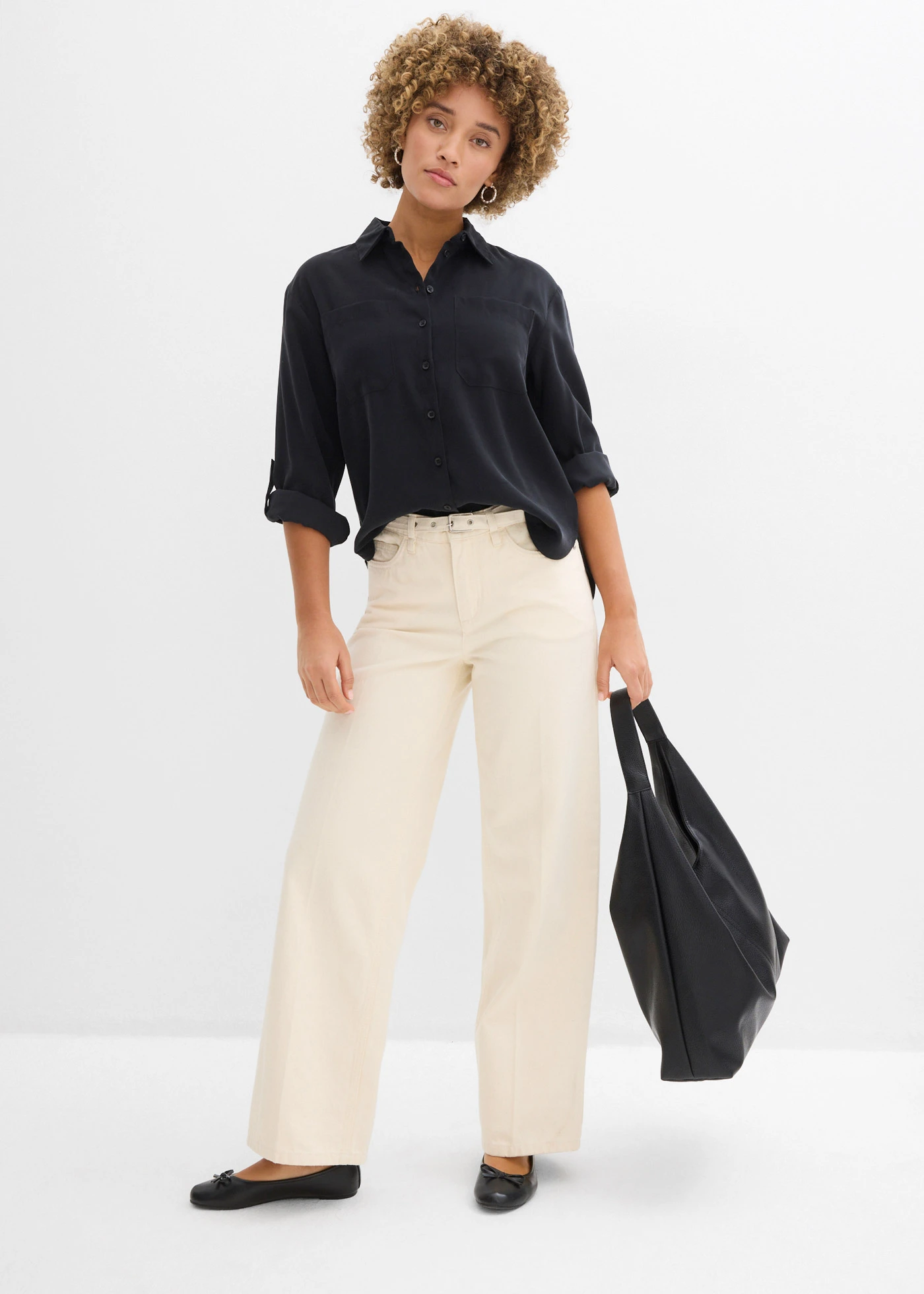 Blouse in een soepele viscosemix • zwart • bonprix online shop