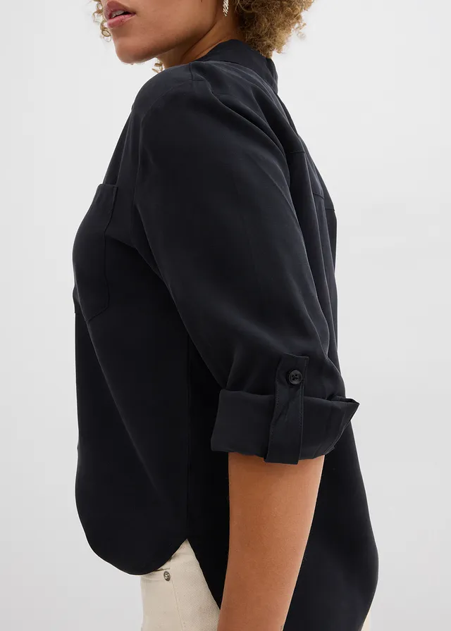 Blouse in een soepele viscosemix • zwart • product-page.page-title-suffix