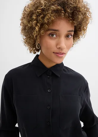 Chemisier fluide en viscose mélangée • noir • Boutique bonprix