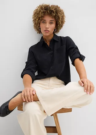 Blouse in een soepele viscosemix • zwart • bonprix online shop
