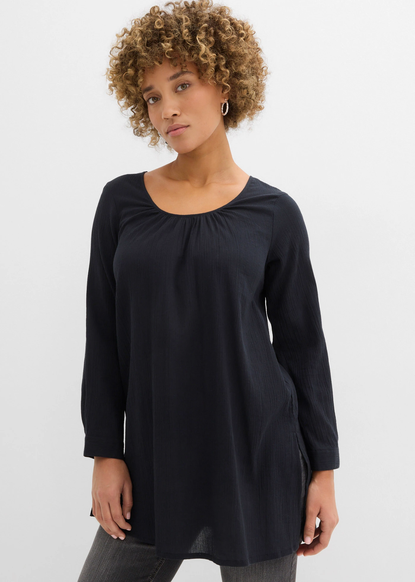 Lange tuniek van katoen • zwart • bonprix online shop