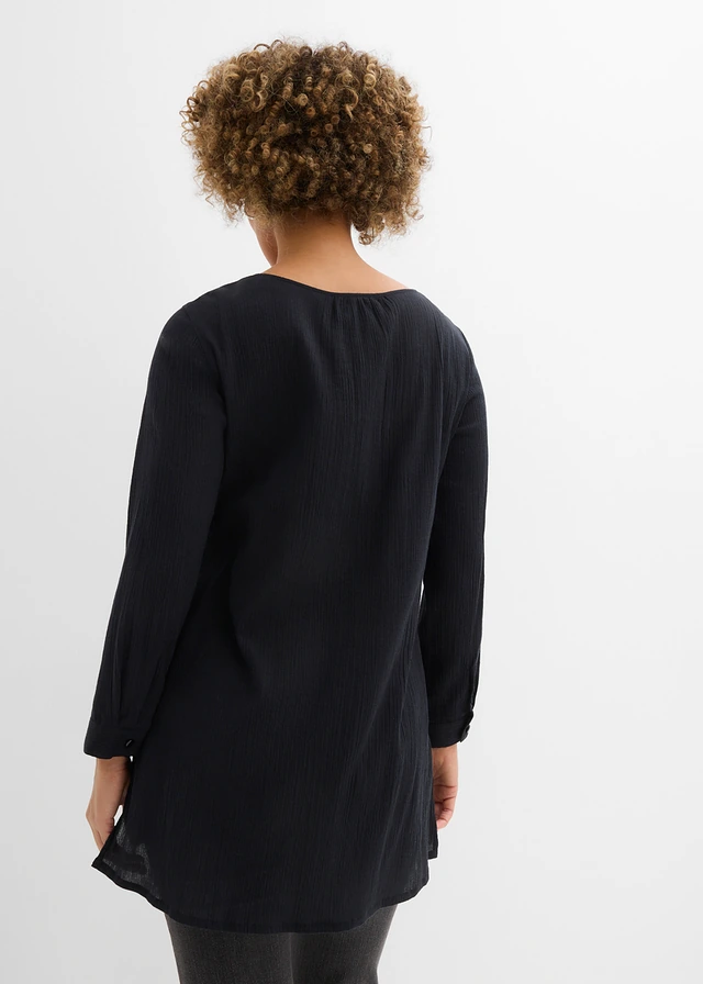 Lange tuniek van katoen, Kleur: zwart