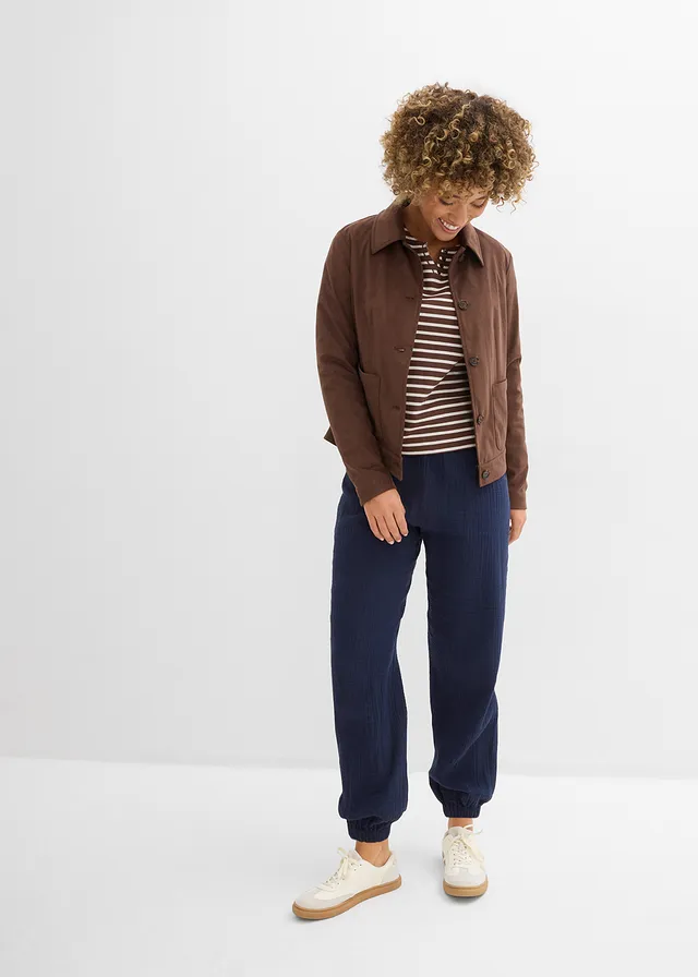 Mušelínové nohavice s nariaseným pásom • tmavomodrá • obchod bonprix