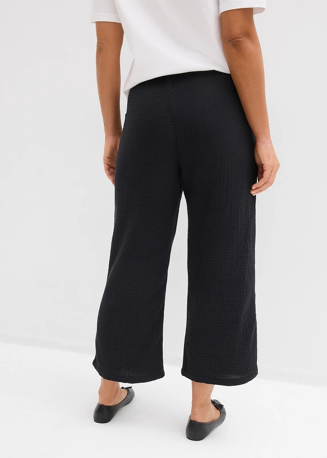 Pantalon large à pinces en gaze de coton • noir • product-page.page-title-suffix