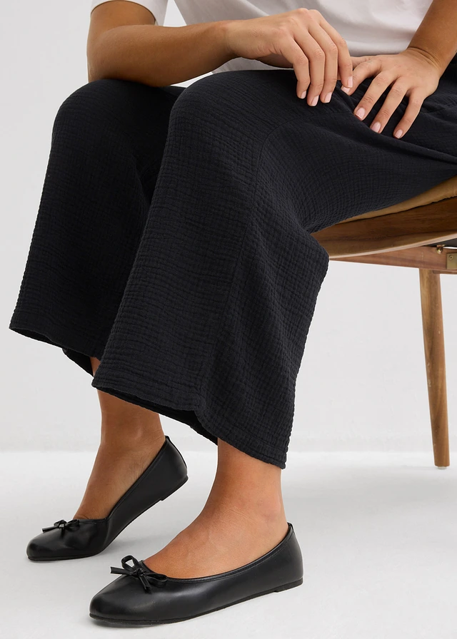 Pantalon large à pinces en gaze de coton • noir • product-page.page-title-suffix