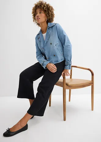 Pantalon large à pinces en gaze de coton • noir • Boutique bonprix