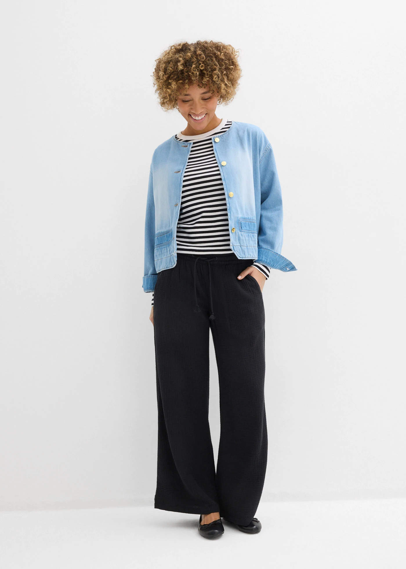 Palazzo nadrág szellős muszlinból • fekete • bonprix áruház