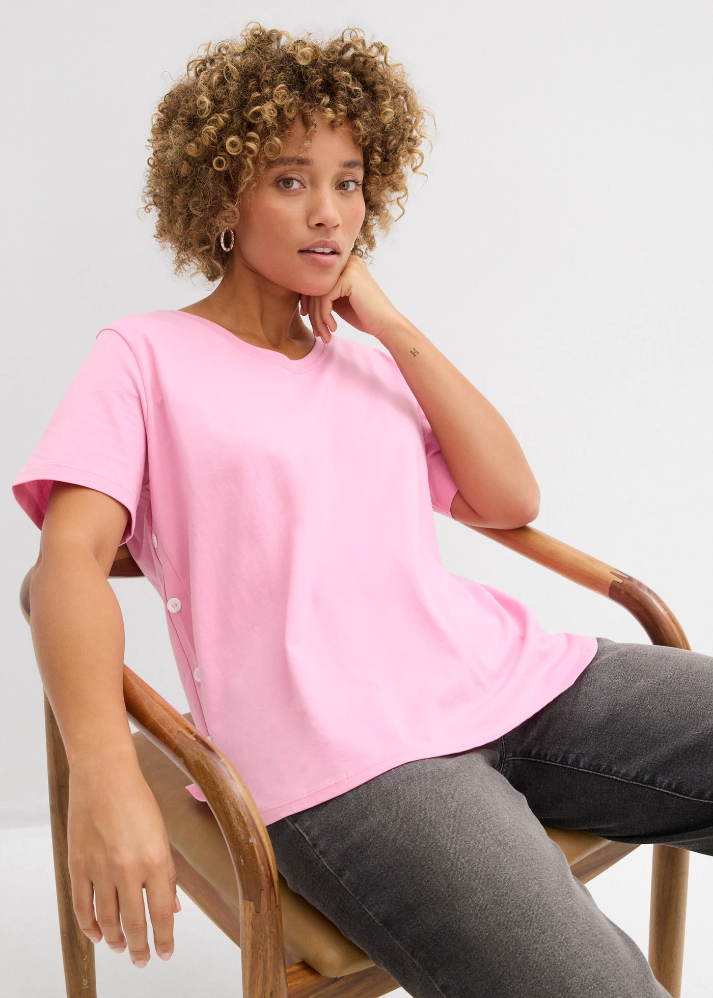 Wijd T-shirt van biologisch katoen • roze • bonprix online shop