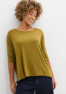 Boxy shirt in een zachte viscosemix, Kleur: natuurgroen