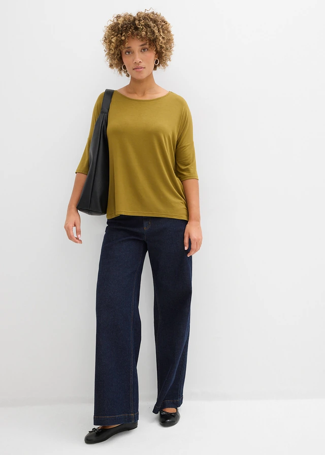 Boxy shirt in een zachte viscosemix • natuurgroen • product-page.page-title-suffix