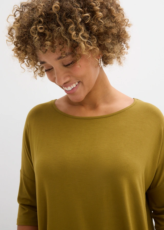 Boxy shirt in een zachte viscosemix • natuurgroen • product-page.page-title-suffix