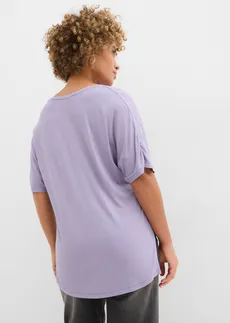 Długi T-shirt z mieszanki wiskozy • dymny fioletowy • sklep bonprix