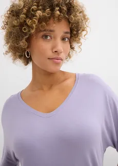 Dlouhé tričko z viskózové směsi • kouřově fialová • bonprix obchod