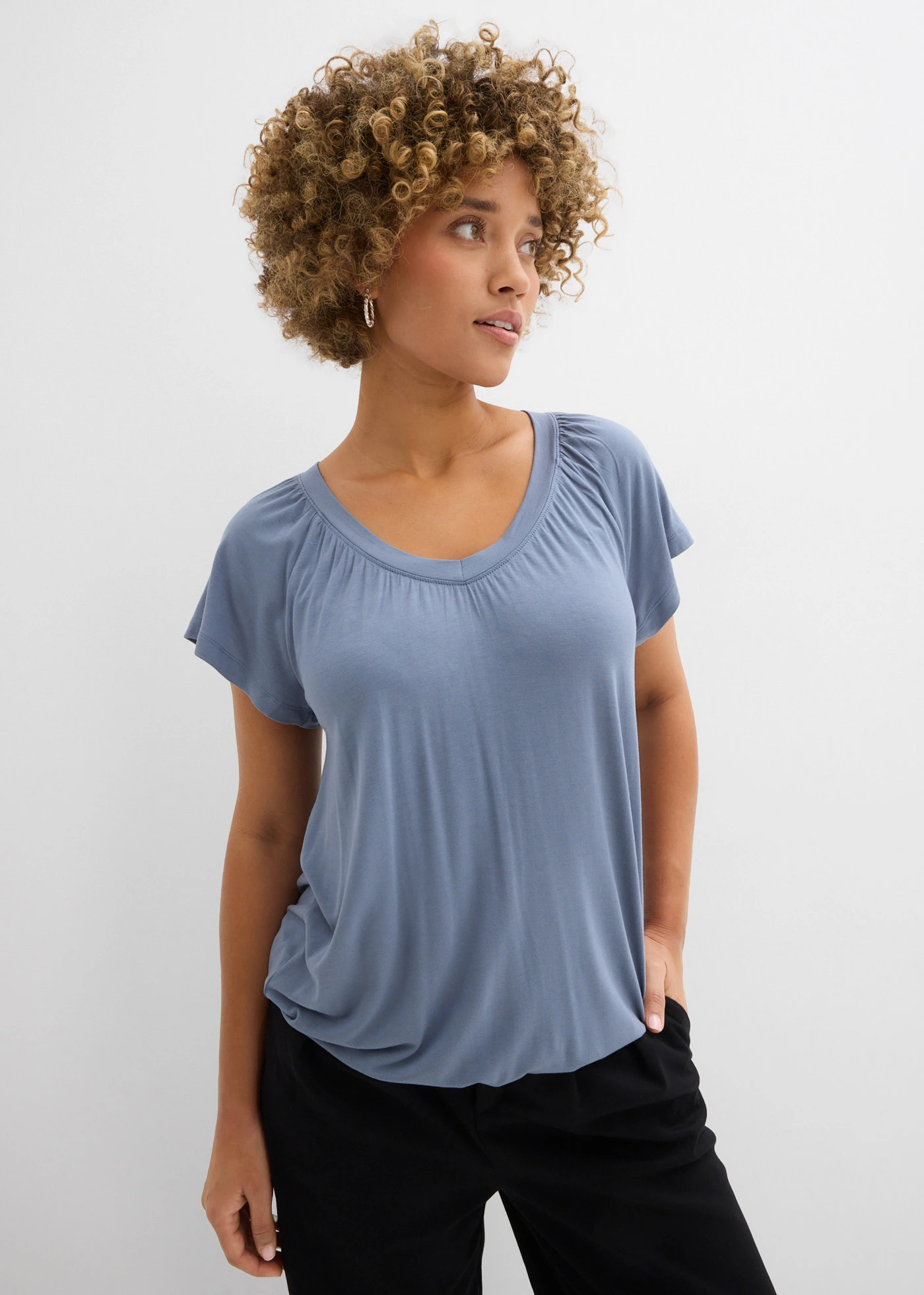 Shirt in een viscosemix • rookblauw • bonprix online shop