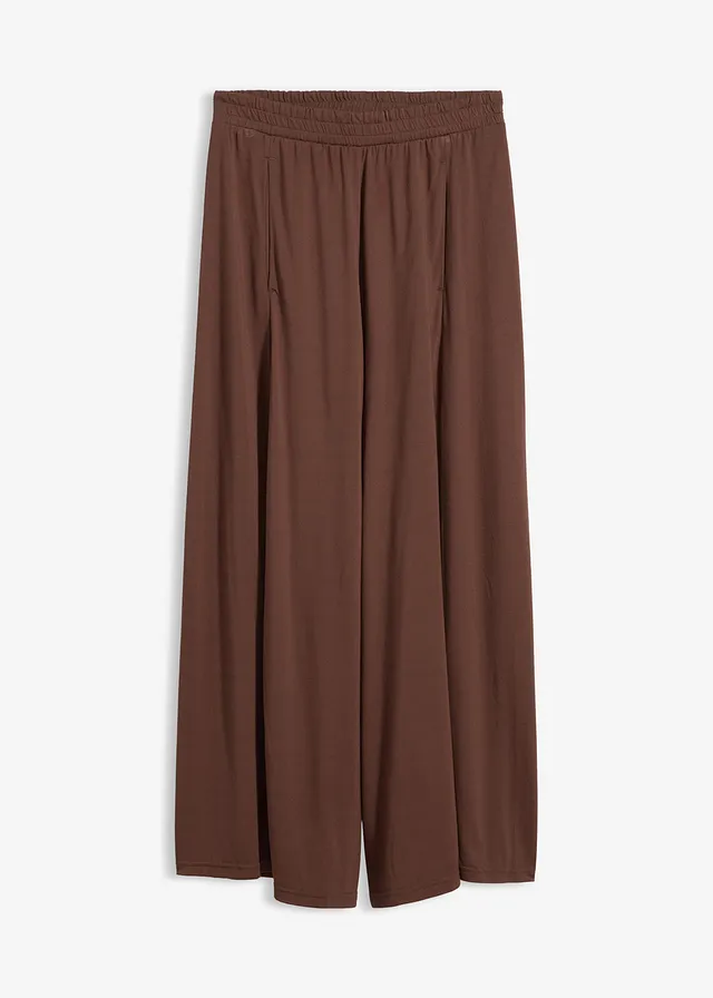 Jersey culotte met wijde pijpen • bruin • bonprix online shop