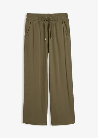 Jersey broek in een soepele viscosemix • donkerolijfgroen • bonprix online shop