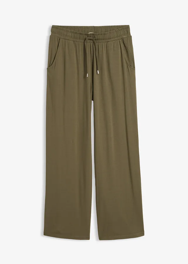 Jersey broek in een soepele viscosemix • donkerolijfgroen • bonprix online shop