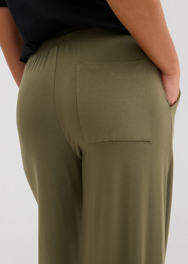 Pantalon fluide en jersey viscose extensible • olive foncé • product-page.page-title-suffix