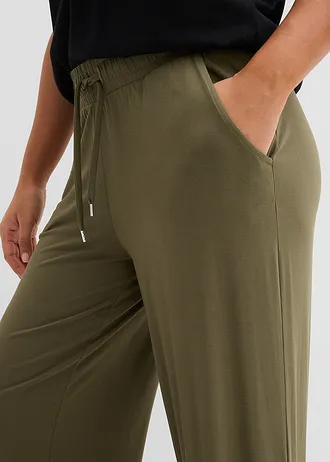 Pantaloni din jerse cu șiret în talie • oliv închis • magazin bonprix