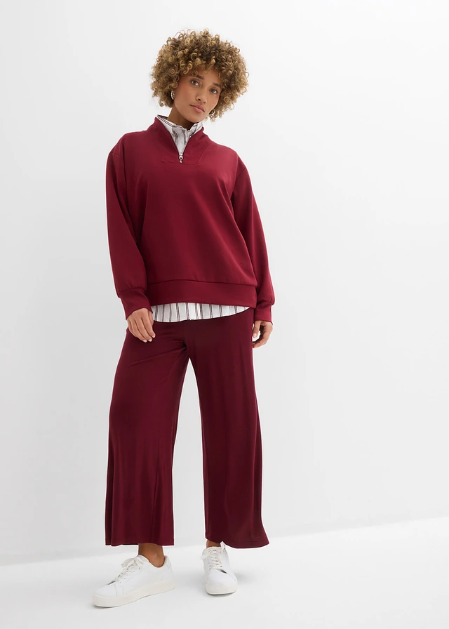 7/8 jersey broek van een soepele viscosemix, Kleur: esdoornrood