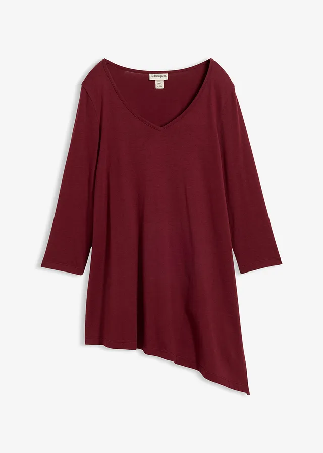 Longshirt in een katoen-viscosemix • esdoornrood • bonprix online shop