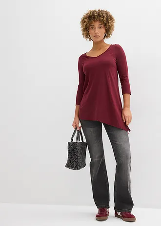 T-shirt long en coton et viscose • rouge érable • Boutique bonprix