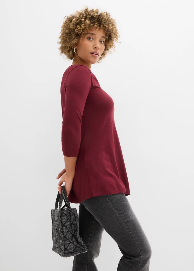 Longshirt in een katoen-viscosemix • esdoornrood • product-page.page-title-suffix