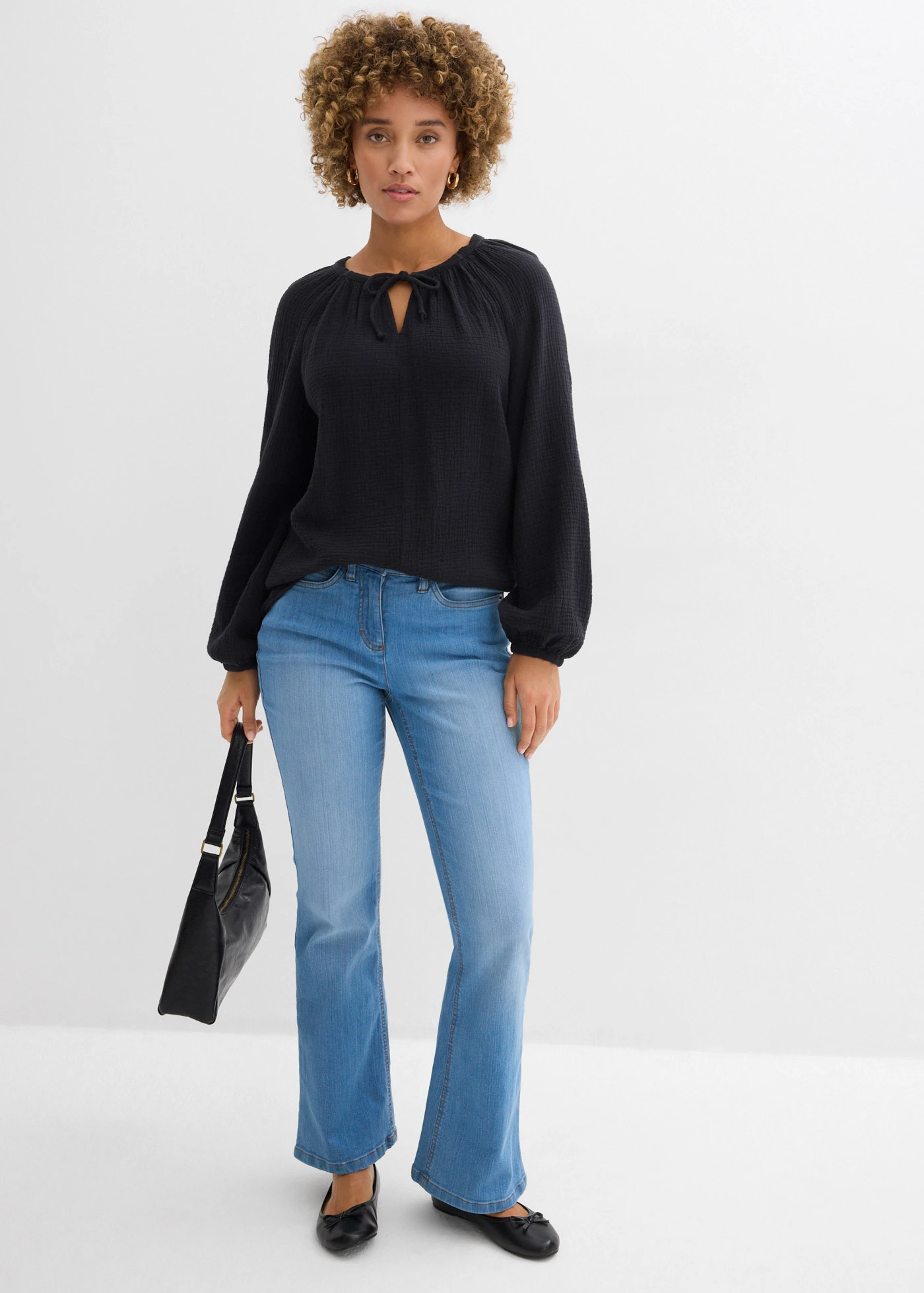 Mousseline blouse van katoen • zwart • bonprix online shop