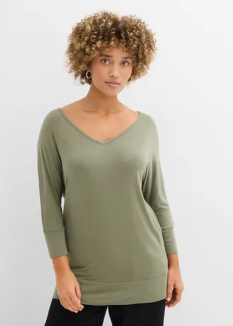 Bluzka oversize z lejącej wiskozy • oliwkowy • sklep bonprix