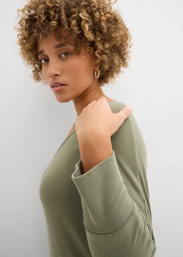 Oversized shirt van soepele viscose • olijfgroen • product-page.page-title-suffix