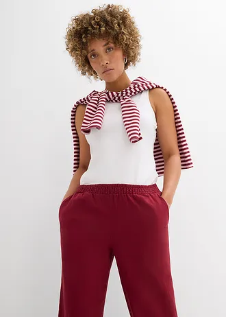 Pantalon palazzo en lin mélangé • rouge érable • Boutique bonprix