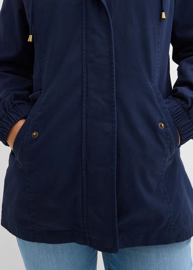 Parka de mi-saison en coton avec capuche imprimée • bleu foncé • product-page.page-title-suffix
