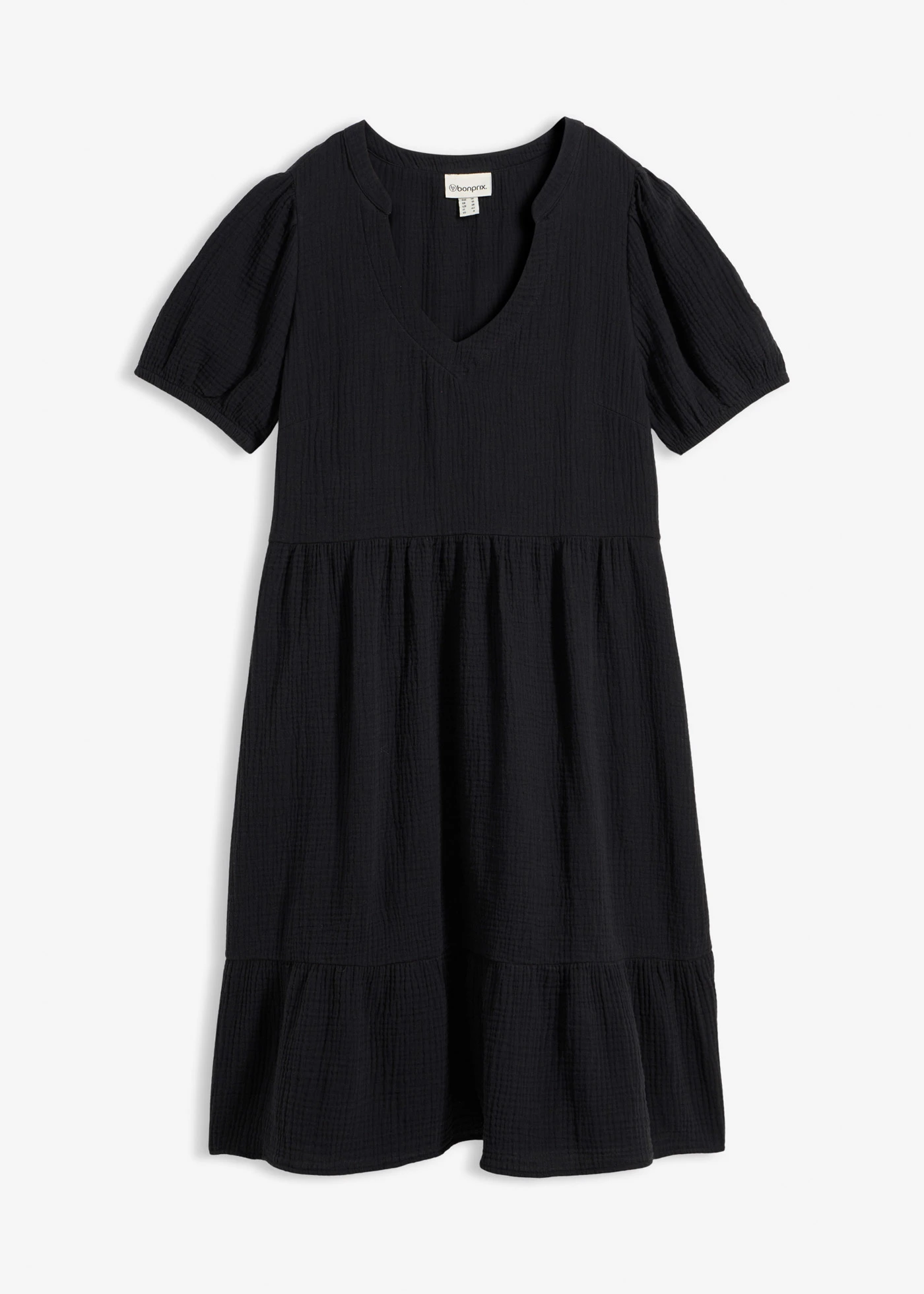 Oversized mousseline jurk van puur katoen • zwart • bonprix online shop