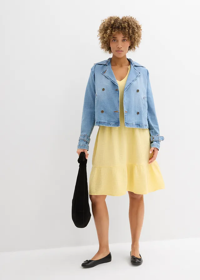 Oversized mousseline jurk van puur katoen • lichtgeel • bonprix online shop