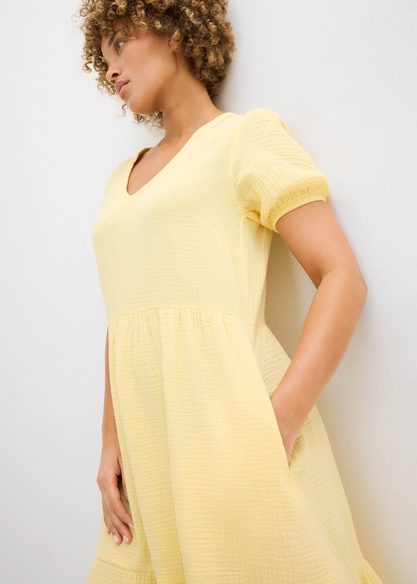 Oversized mousseline jurk van puur katoen • lichtgeel • bonprix online shop