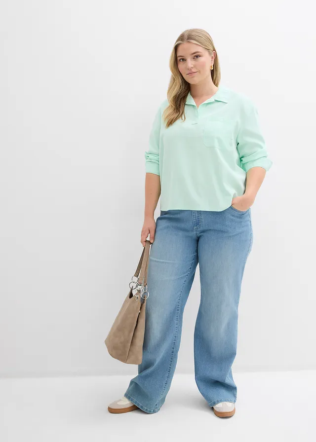 Tunique ample en viscose mélangée, Couleur: menthe clair