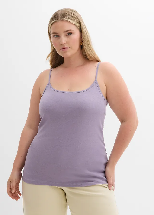 Top met spaghettibandjes (set van 3), Kleur: kiezelgrijs+rookviolet+papaya