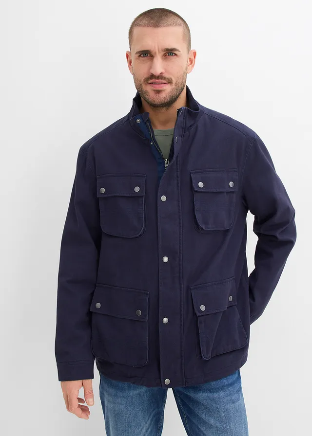 Tussenjas van puur katoen, Kleur: donkerblauw