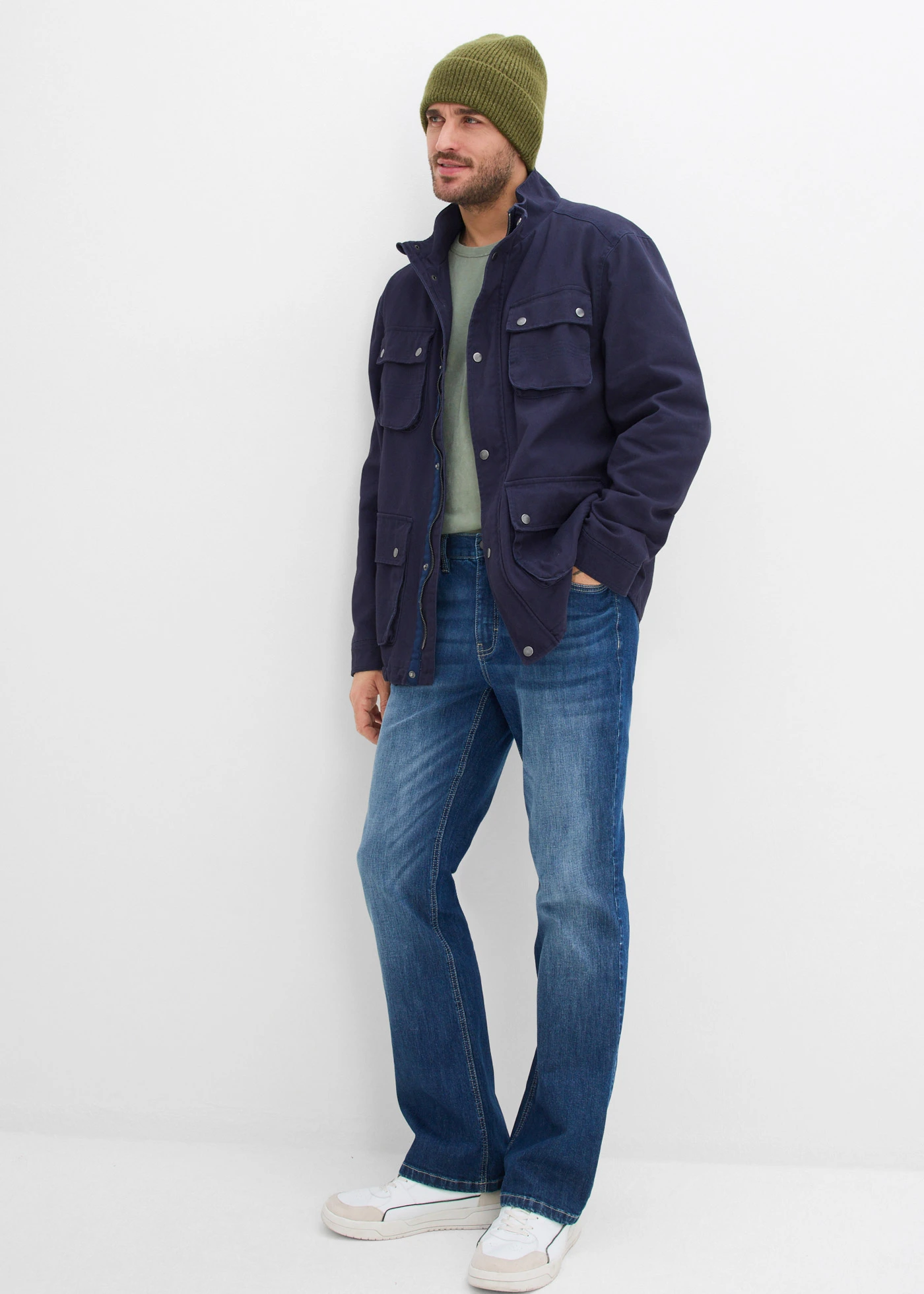 Tussenjas van puur katoen • donkerblauw • bonprix online shop