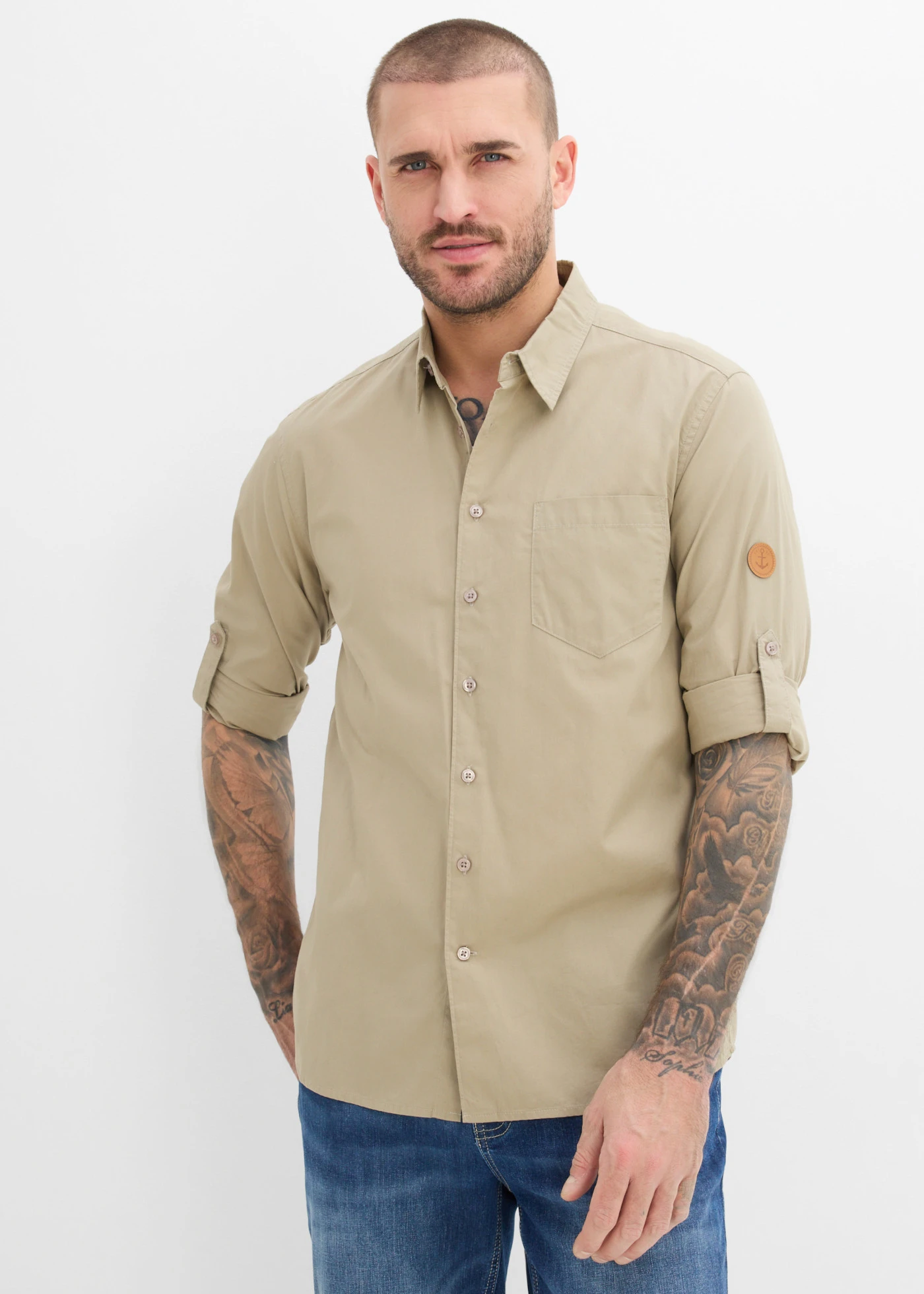 Košeľa s dlhým rukávom z čistej bio bavlny • new khaki • obchod bonprix