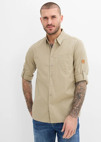 Košeľa s dlhým rukávom z čistej bio bavlny • new khaki • obchod bonprix