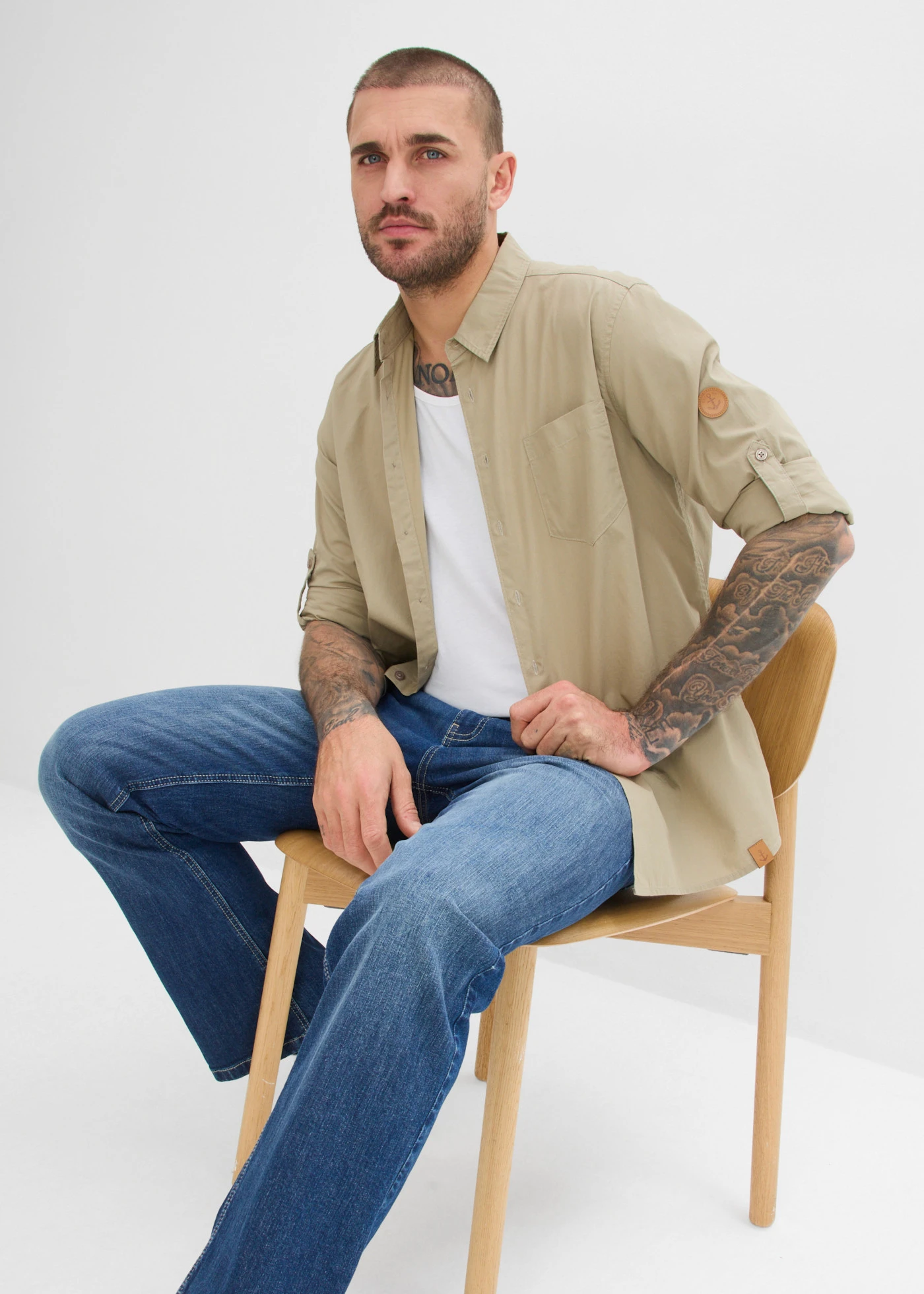 Koszula z długim rękawem z czystej bawełny organicznej • khaki • sklep bonprix