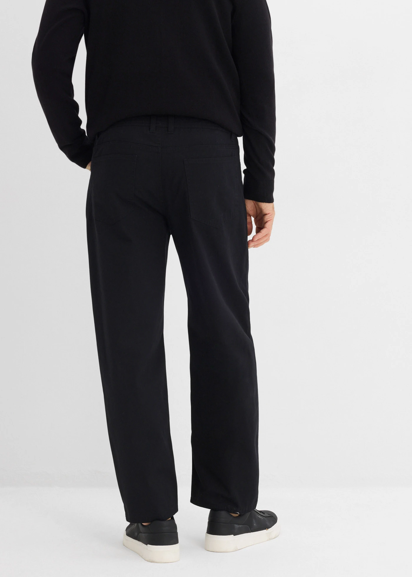 Pantalon loose en twill à taille élastiquée, droit • noir • Boutique bonprix