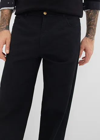 Pantalon loose en twill à taille élastiquée, droit • noir • Boutique bonprix