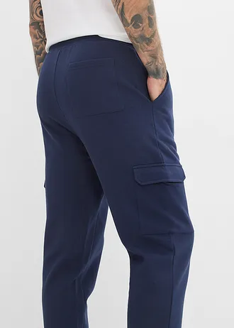Spodnie joggingowe z kieszeniami cargo z czystej bawełny organicznej • granatowy • sklep bonprix